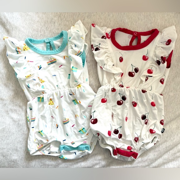 Kyte Baby | Bubble Romper in Cherry & Cloud Party sz 0-3 M - Picture 1 of 1